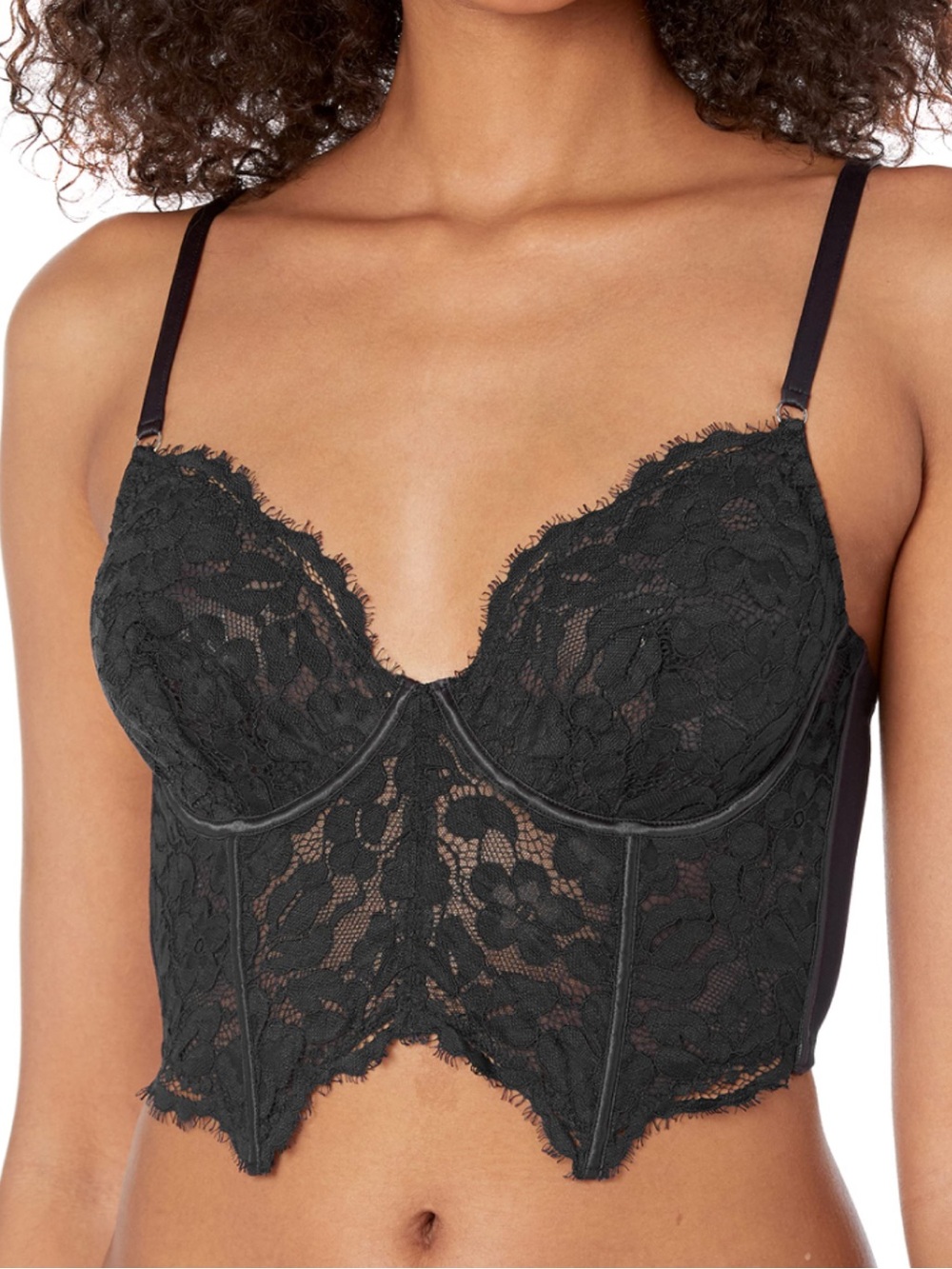 NWT Cosabella Magnolia Longline Underwire Bra 34C Black Eyelash Lace Corset